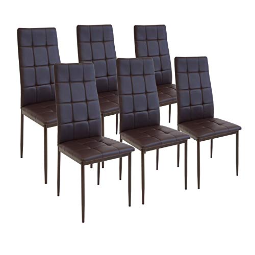 Albatros Silla Rimini, Set de 6 sillas, Marrón, certificada por la SGS, Silla de Comedor