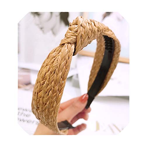 Bohemian Hairband Summer Straw Weaving Knotted band For Women Cross Handmade Hair Hoop Hairband Hair Accessories 4