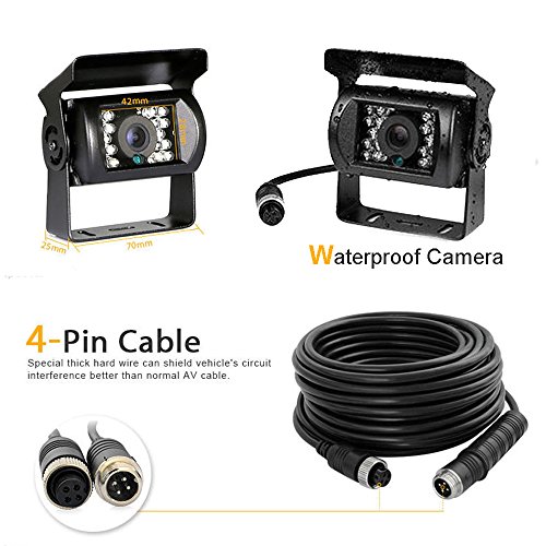 Camecho 12 V-24 V 4 Pins 18 LED IR Visión Nocturna Impermeable Cámara De Visión Trasera + 10 m cable de 4 pines para coche/Bus/Camión/remolques/caravana/autocaravana/Heavy Reverse