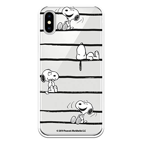 Funda para iPhone X - XS Oficial de Snoopy Snoopy Rayas para Proteger tu móvil. Carcasa para Apple de Silicona Flexible con Licencia Oficial de Peanuts.