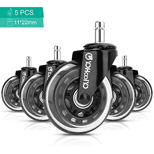YOHOOLYO 5Pcs Ruedas para Sillas de Oficina 11x22mm Ruedas de Repuesto Caster Silencioso Rolling y Seguro para Cualquier Piso YOHOOLYO 5Pcs Ruedas para Sillas de Oficina 11x22mm Ruedas de Repuesto Caster Silencioso Rolling y Seguro para Cualquier Piso