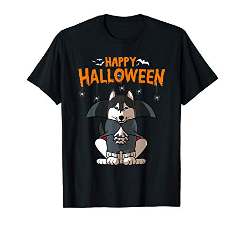 Feliz Halloween amante de los perros huskys siberianos Camiseta