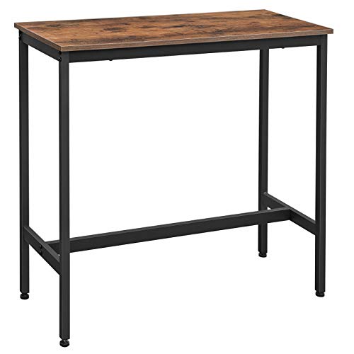 VASAGLE Mesa de Bar, Mesa de Cocina Rectangular Estrecha, Mesa Alta con Marco de Metal Robusto, 100 x 40 x 90 cm, Montaje Sencillo, Diseño Industrial, Marrón Rústico y Negro LBT10X VASAGLE Mesa de Bar, Mesa de Cocina Rectangular Estrecha, Mesa Alta con Marco de Metal Robusto, 100 x 40 x 90 cm, Montaje Sencillo, Diseño Industrial, Marrón Rústico y Negro LBT10X