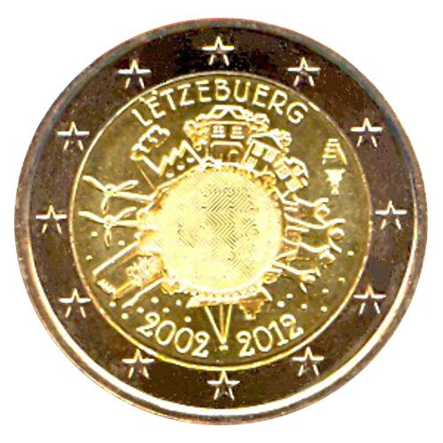 2 € Luxemburgo 2012 Diez años de Billetes y Monedas en Euros
