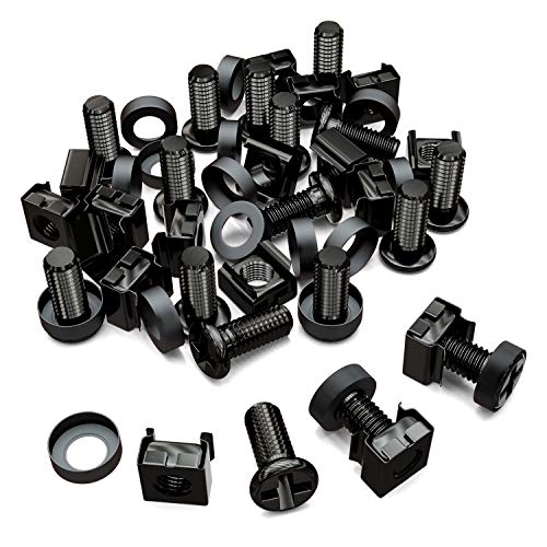 deleyCON 20x Juego de Tuercas Enjauladas M6 y Tornillos para Armario de Red Carcasa del Servidor 19 y 10 Pulgadas Montaje Juego - Negro deleyCON 20x Juego de Tuercas Enjauladas M6 y Tornillos para Armario de Red Carcasa del Servidor 19 y 10 Pulgadas Montaje Juego - Negro