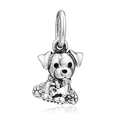 FUNSHOPP 2019 - Abalorio para pulsera, diseño de labrador y cachorro, plata de ley 925, compatible con pulseras Pandora originales