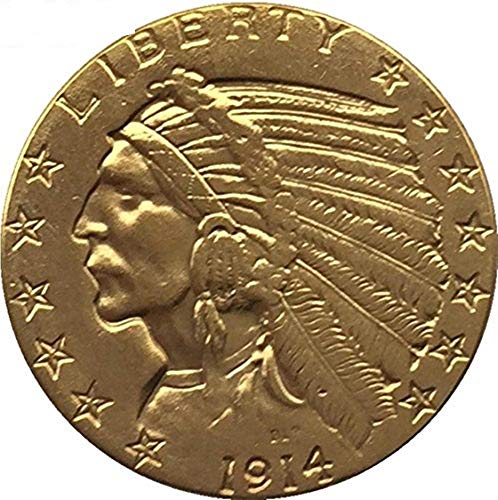 Recuerdos a medida Raro antiguo Estados Unidos 24 K chapado en oro 1914 año 5 Great Indian media águila moneda de dólar