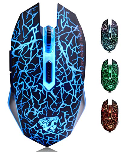 TENMOS M2 Inalámbrico Ratón, Recargable con Silencioso Ratón óptico Gaming Wireless Mouse con Receptor Nano 6 Botones para Ordenador Notebook Desktop Laptop