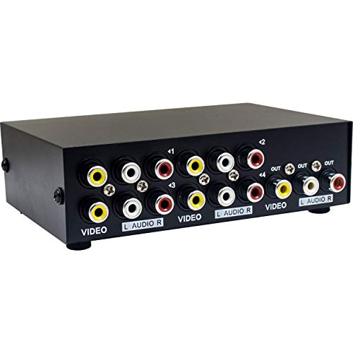 Duttek 4-Port AV Switch RCA Switcher 4 en 1 Salida de Video Compuesto L/R Audio Selector Box para DVD STB Game Consoles Duttek 4-Port AV Switch RCA Switcher 4 en 1 Salida de Video Compuesto L/R Audio Selector Box para DVD STB Game Consoles