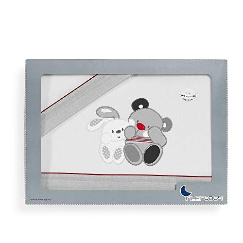 INTERBABY- Sábanas para minicuna Amigos, color gris INTERBABY- Sábanas para minicuna Amigos, color gris
