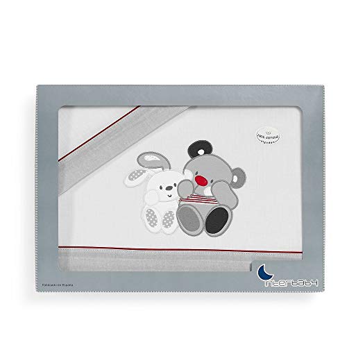 INTERBABY- Sábanas para minicuna Amigos, color gris