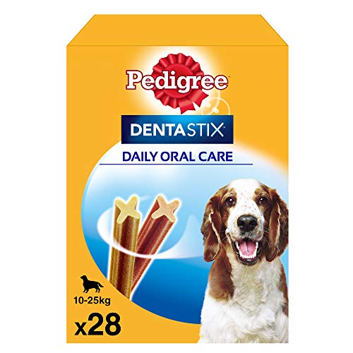 Pedigree Pack de Dentastix de uso Diario para la Limpieza Dental de Perros Medianos (4 Packs de 28ud)