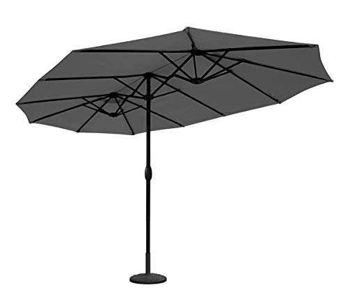 Sekey® Aluminio Sombrilla Parasol de Doble Juego para terraza jardín Playa Piscina Patio diámetro 460 cm x 270 cm Protector Solar UV50+ Gris