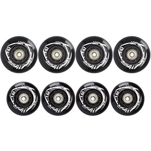 TOBWOLF 4PCS 76mm, 4PCS 80mm 85A ruedas de patín en línea, ruedas de repuesto para patinaje sobre ruedas con rodamientos ABEC-9 - Negro