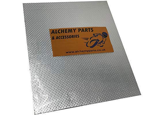 Alchemy Parts Autoadhesivo Escape Motor Protección Térmica Hoja 40 x 33cm Ideal para Moto, Coche - Aluminio & Reflectante
