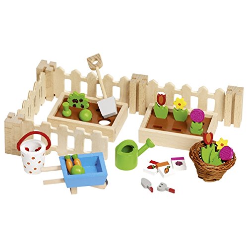 Goki-51729 Juegos de acción y reflejosJuegos de miniaturasGOKIAccesorios, mi pequeño jardín, para Las Casas de muñecas, Multicolor (51729)