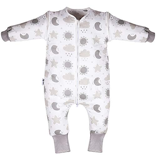 Lictin Saco de Dormir para Bebés- Saco de Dormir Algodón Bebe Niños con Mangas Extraíbles, Saco de Dormir Bebé Invierno de Material Algodón Argánico para 1-3 Años de 75-95 cm