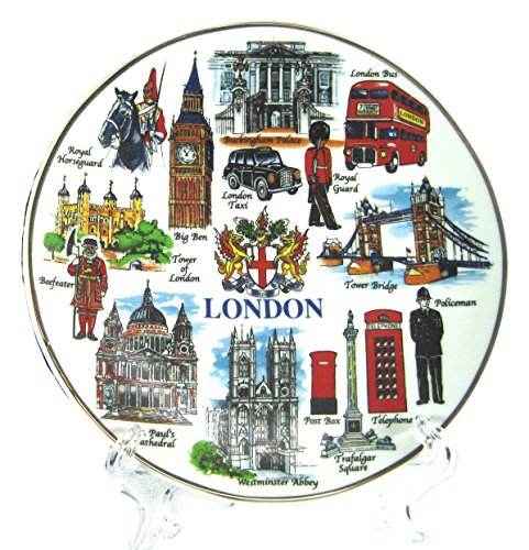 Platos Decorativos de Porcelana Fina con escenas Populares de Londres e Iconos – Recuerdo Coleccionable de Londres, Porcelana, Multi Colour - Coat of Arm, Small - 10 cm