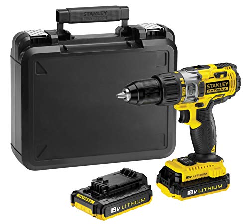 STANLEY FATMAX FMC625D2-QW - Taladro percutor 18V, 27.200 ipm, con 2 baterías de litio 2Ah y maletín STANLEY FATMAX FMC625D2-QW - Taladro percutor 18V, 27.200 ipm, con 2 baterías de litio 2Ah y maletín