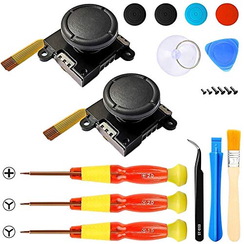 Joystick analógico de recambio destornilladores para Nintendo Switch Joy-Con Controller, controlador 3D de reemplazo izquierdo y derecho Barra de control analógica con varilla (2PCS con Herramientas) Joystick analógico de recambio destornilladores para Nintendo Switch Joy-Con Controller, controlador 3D de reemplazo izquierdo y derecho Barra de control analógica con varilla (2PCS con Herramientas)