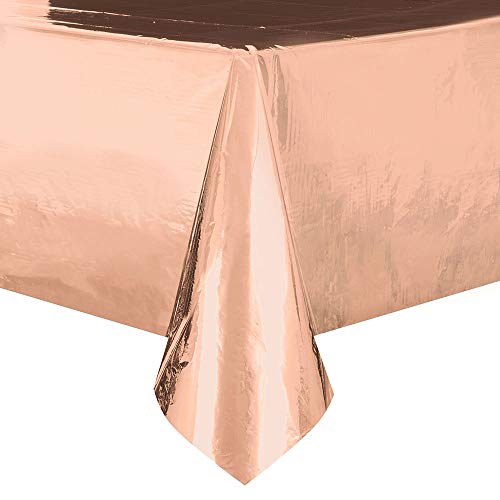 Unique Party - Mantel de Plástico - 2,74 m x 1,37 m - Color Oro Rosa (53273)