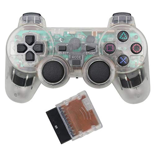 XIWAN For Mando inalámbrico Bluetooth Sony PS2 Gamepad for Play Station 2 Joystick for Consola de Dualshock 2 Color Transparente (Color : M)