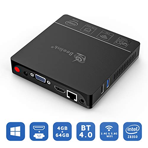 Beelink Mini PC, BT3 Pro II, Windows 10, 4 GB de RAM/64 GB de ROM, procesador Intel Atom x5-Z8350, Dual HDMI, 2,4 G + 5,8 G, 1000 Mbit/LAN, 4 K, soporte BT, VESA Mount Desktop PC 4GB+64GB