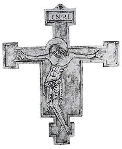 chenran Accesorios 11 Pulgadas Resina Resina crucifijo católico Jesucristo en la Cruz INRI Pared crucifijo Final Antiguo Capilla de la decoración Regalo (Color : Silver, Cross Size : 11 Inches)