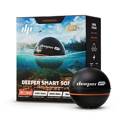 Deeper Pro+ - Buscador de peces (sonar portátil con GPS, sin cables, Wi-Fi) color negro