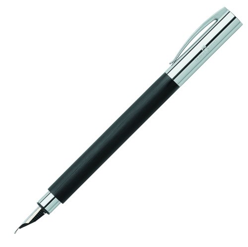 Faber Castell 148141 - Pluma estilográfica con cuerpo en resina, pulida de color negro, plumín de acero inoxidable, trazo F