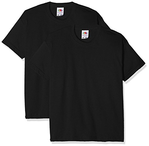 Fruit of the Loom Kids Valueweight Short Sleeve T 2 Pack Camiseta, Negro (Black Black), 9-10 Años (Pack de 2) para Niños