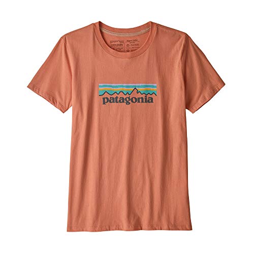 Patagonia W's Pastel P-6 Logo Organic Crew T-Shirt Camiseta, Mujer, Mellow Melon, XL