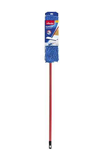 Vileda Flip Mop-Mopa de microfibras con Forma Trapezoidal, compuesta de 2 Caras para una Limpieza más Completa y en Profundidad, Azul, Blanco y Rojo