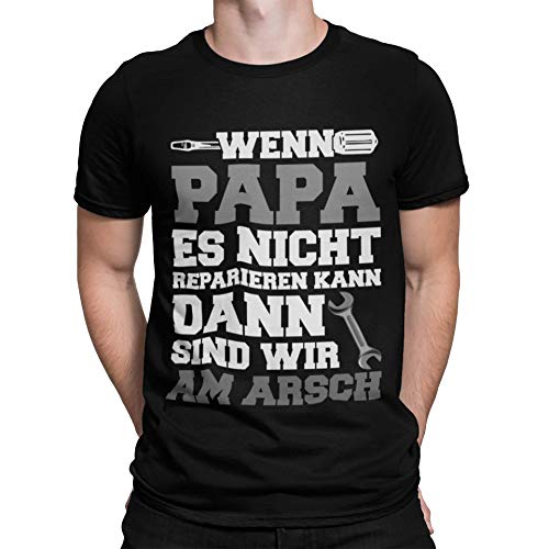 Quattro Formatee Camiseta para Hombre de la colección Papa con 30 diseños a Elegir, Regalo de cumpleaños, Navidad Papa 02, si papá no Puede Reparar. S