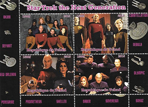 Sellos para coleccionistas - Star Trek la próxima generación de datos Picard y Riker MNH Hoja Bloque / Chad / 2015