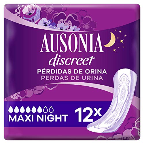 Ausonia Discreet Plus Maxi Noche, Compresas para Pérdidas De Orina, para Vejigas Hiperactivas X12
