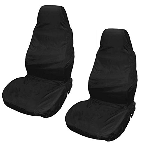 Funda de asiento delantero y trasero de coche (1 par, impermeable, tejido resistente contra roturas, incluye adhesivo), negro, de XtremeAuto