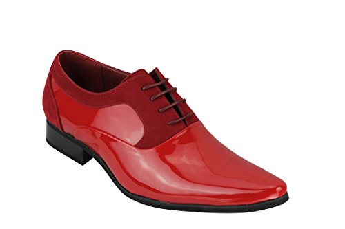 Imitación de Cuero engobe Blanco de los Hombres en los Zapatos Formales de Verano Ocasional del tamaño del holgazán de 6-11 [815-RED-40]