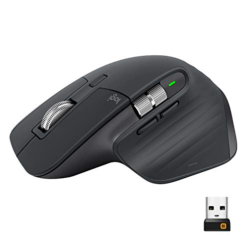 Logitech MX Master 3 Ratón Inalámbrico, Receptor USB, Bluetooth/2.4GHz, Desplazamiento Rápido, Seguimiento 4000 DPI en Cualquier Superficie, 7 Botones, Recargable,PC/Mac/Portátil/iPadOS,Gris oscuro