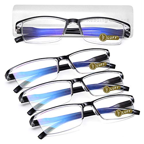 LUFF 4 piezas Gafas de lectura anti-Blu-ray Gafas de lectura antiguas ultraligeras portátiles, se pueden usar en la oficina Sala de estar Dormitorio Ver televisión Leer periódico LUFF 4 piezas Gafas de lectura anti-Blu-ray Gafas de lectura antiguas ultraligeras portátiles, se pueden usar en la oficina Sala de estar Dormitorio Ver televisión Leer periódico