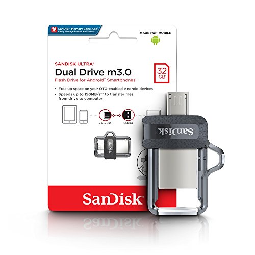 Memoria flash USB SanDisk Ultra Dual m3.0 de 32 GB con USB 3.0 y hasta 150 MB/s Memoria flash USB SanDisk Ultra Dual m3.0 de 32 GB con USB 3.0 y hasta 150 MB/s