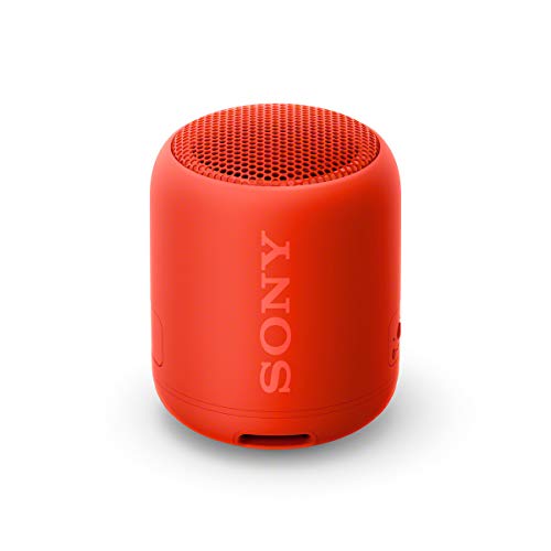 Sony SRS-XB12, Altavoz Inalámbrico Portátil, Bluetooth, Extra Bass, Diseño Portátil, Batería hasta 16h, Resistente al Agua y Polvo IP67, Inalámbrico y Alámbrico MicroUSB, Rojo