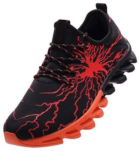 BRONAX Zapatos para Correr en Montaña y Asfalto Aire Libre y Deportes Zapatillas de Running Padel para Hombre Negro Naranja 43