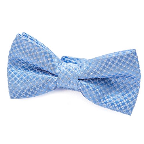 DonDon pajarita noble para niños chico - combinada y ajustable 9x 4,5 cm - de color azul claro - brillada con argénteo puntos