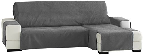 Eysa -Zoco Fundas de Sofa Prácticas, Chaise Longue 240 cm, derecha Vista Frontal, Color Gris