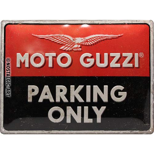 Nostalgic-Art Cartel de chapa retro Moto Guzzi – Parking Only – Idea de regalo para los aficionados a las motos, metálico, Diseño vintage, 30 x 40 cm