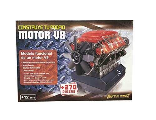 Outletdelocio. Maqueta Motor V8. Motorizado, Completamente Funcional. con Luz y Sonido. Kit de Montaje de 270 Piezas