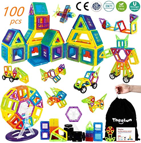 Theefun® Bloques de Construcción Magnéticos Set Arco Iris con 100 Piezas Inspira Set Estándar de Construcción - Juguetes Creativos y Educativos – Bolsa de Almacenamiento Theefun® Bloques de Construcción Magnéticos Set Arco Iris con 100 Piezas Inspira Set Estándar de Construcción - Juguetes Creativos y Educativos – Bolsa de Almacenamiento