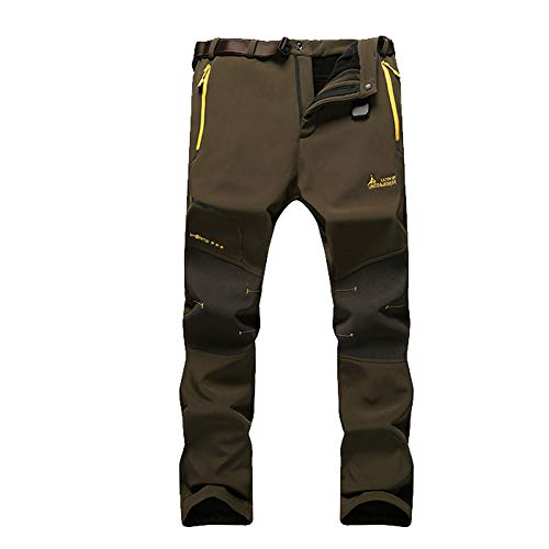 JIANYE Pantalon Softshell Hombre Pantalones de Montaña Impermeable Pantalon Trekking Caliente Pantalones Invierno Ejército Verde XS