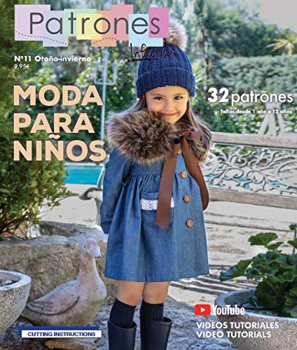 Revista patrones infantiles nº 11, Patrones de costura infantil, Moda Otoño-Invierno, 32 modelos de patrones niña, niño, con tutoriales paso a paso en vídeo (Youtube).